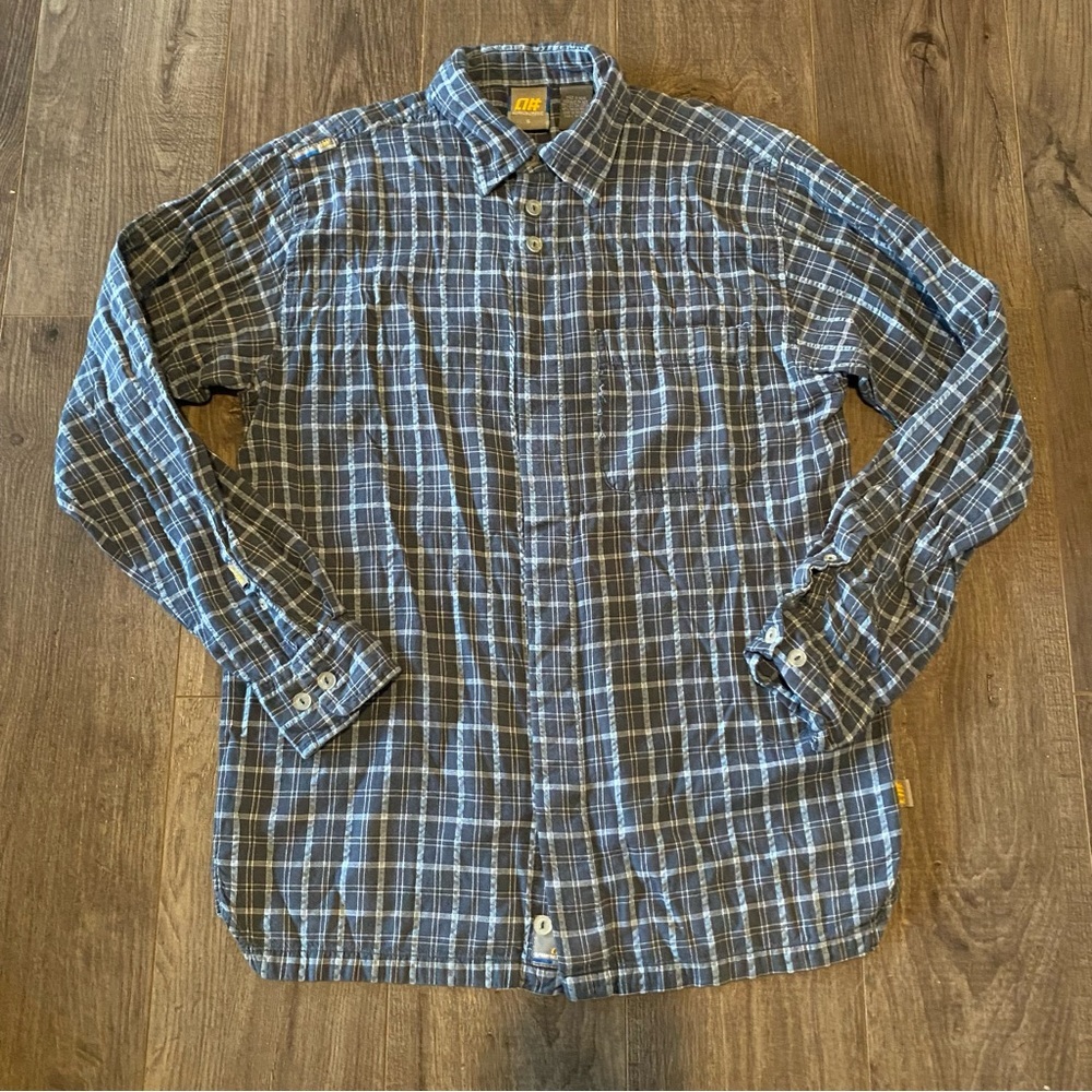 Vintage Alphanumeric button down long sleeve plaid shirt